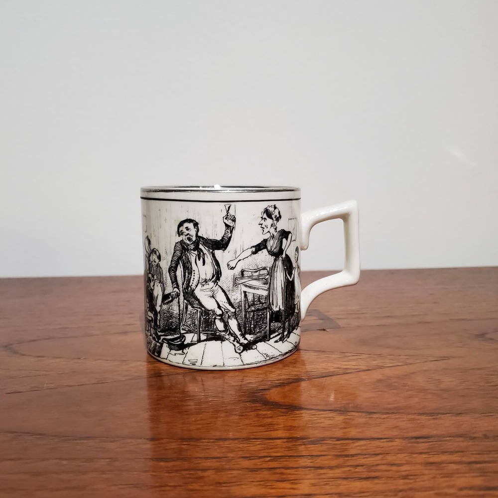 Vintage Gray's Pottery Tom Moore Wisdom Mug Henry Heath Pub Scene England Silver
